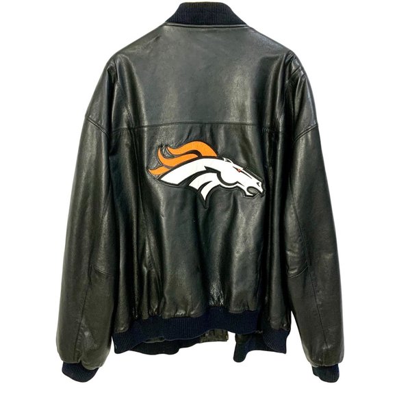 Carl Banks GIII Other - Vintage Carl Banks GIII Denver Broncos Leather Bomber Jacket Mens 4X Black Lined